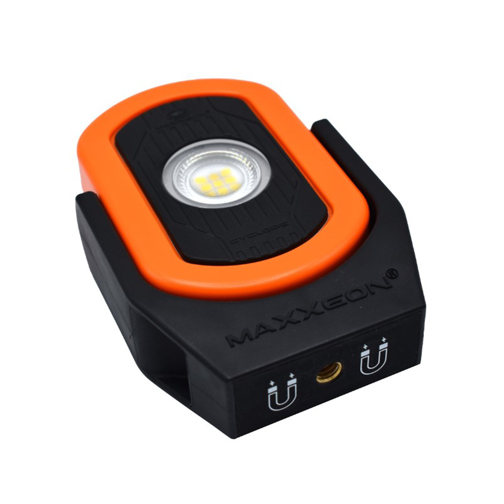 Maxxeon WorkStar 813 Cyclops Rechargeable Work Light — 720 Lumens, HiViz Orange, USB Rechargeable, Model# MXN00813